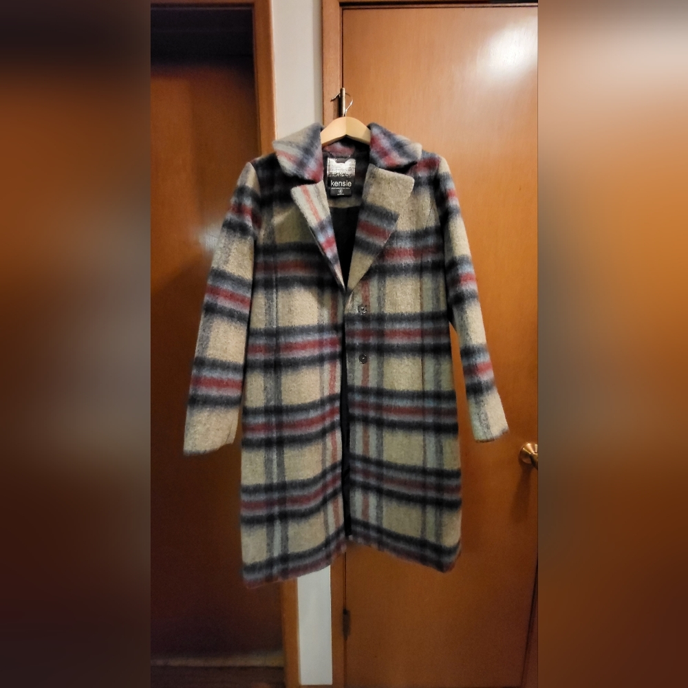 Kensie plaid long overcoat